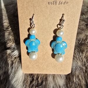Turquoise Turtle Drop Earrings